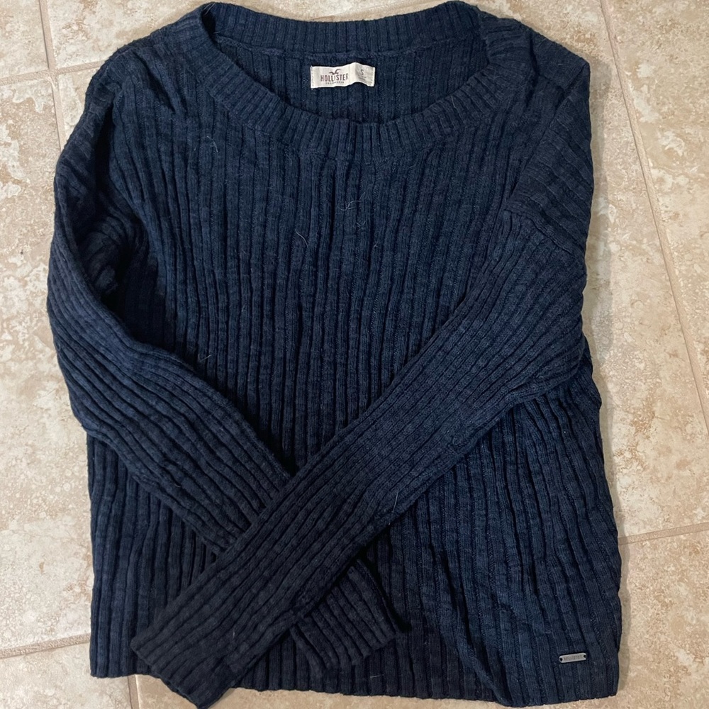 Navy Blue Scoop Neck Sweater